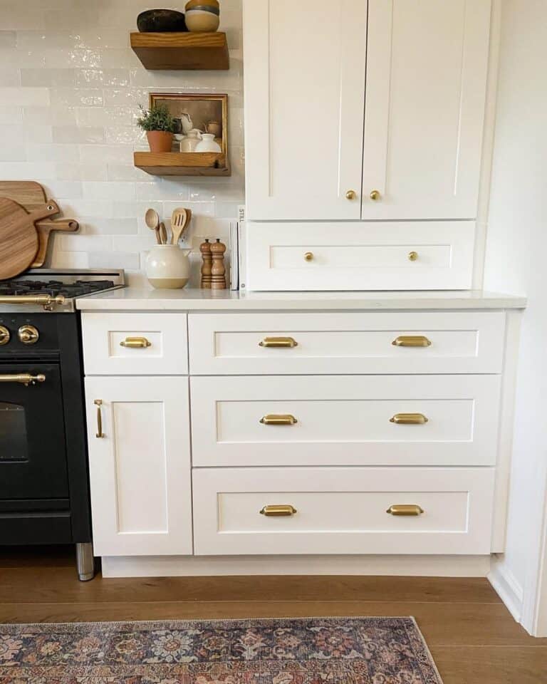 Black and White Kitchen with Brass Accents