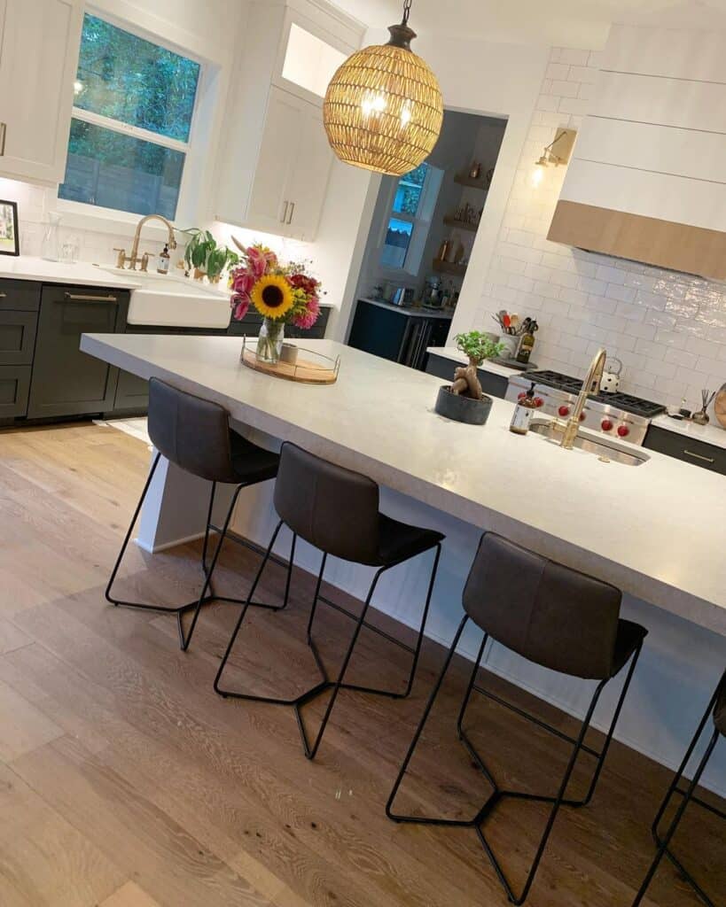 Black and White Kitchen with Large Island