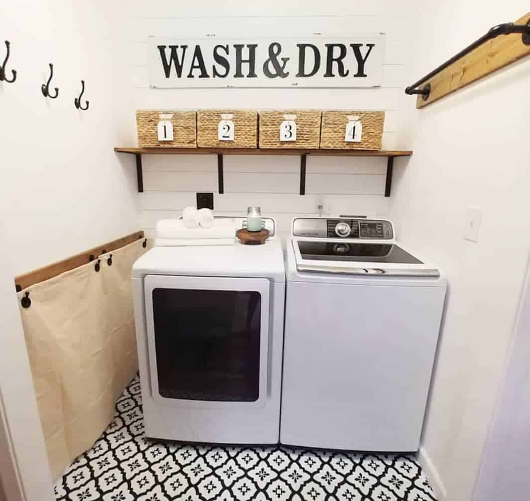 Black and White Laundry Room Laminate Flooring Soul & Lane
