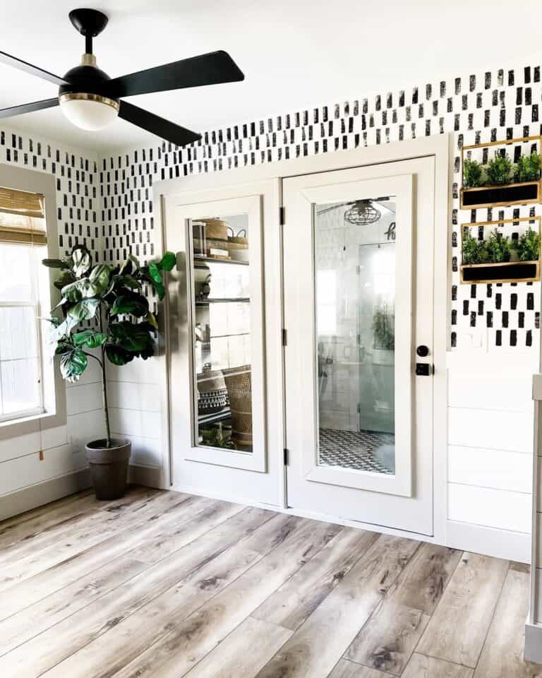 Black and White Sponge Wall with Shiplap