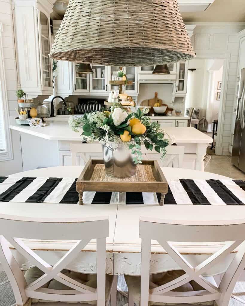 Black and White Striped Table Runner