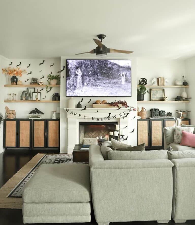 Black and Wood Ceiling Fan with Light