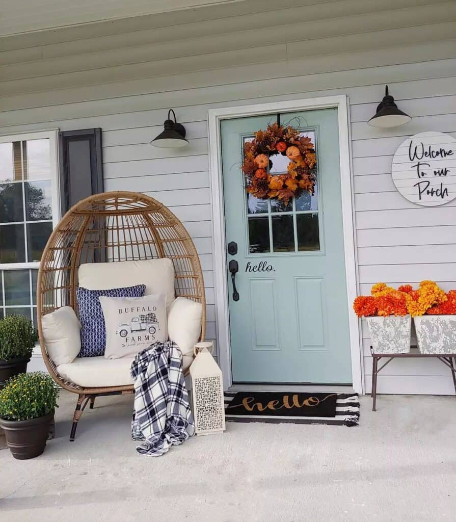 Blue Front Door and Fall Décor