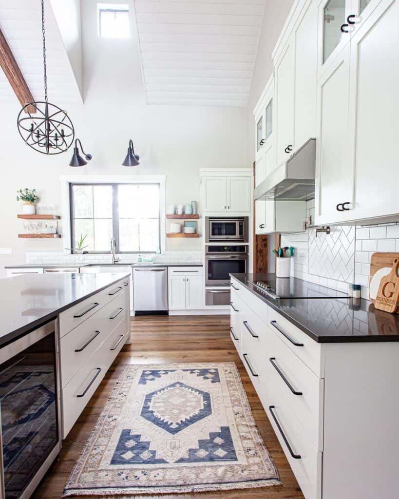 Blue and Beige Kitchen Runner