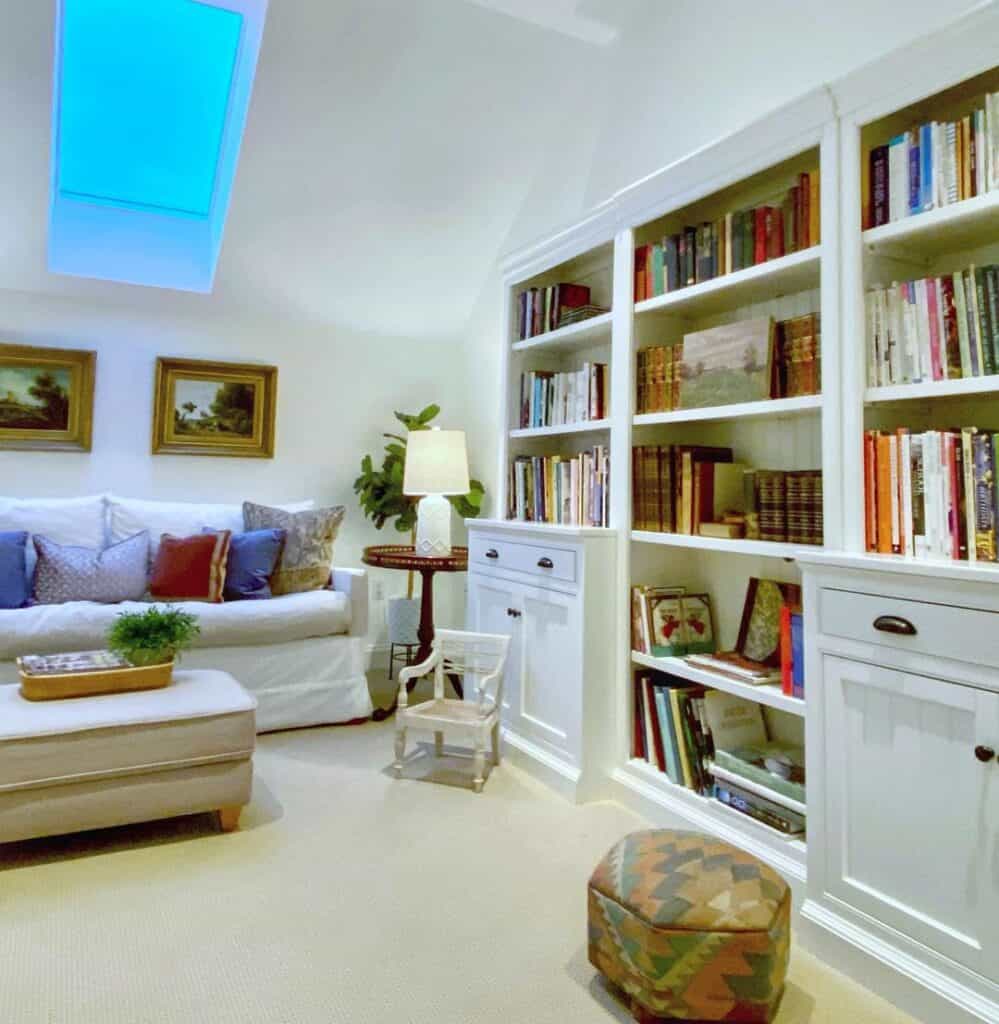 Bookshelves and Vaulted Ceiling Reading Nook