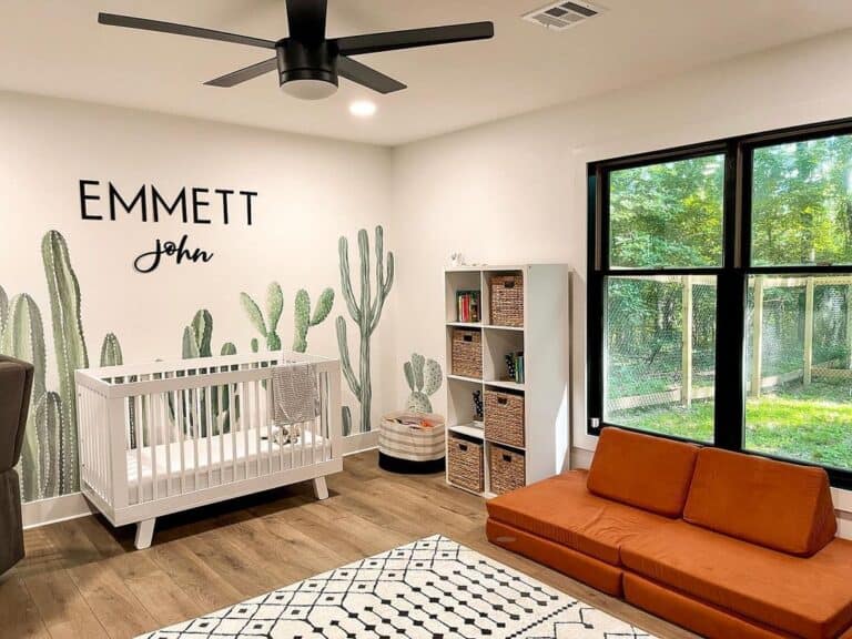 Boy's Bedroom with Black Ceiling Fan