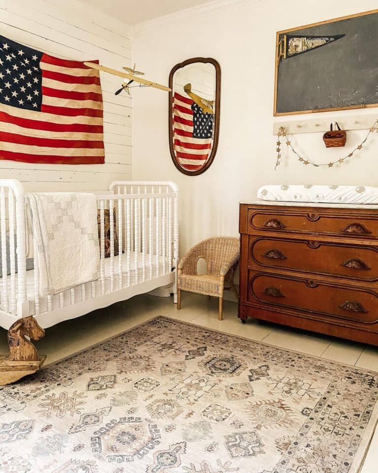 Boy's Nursery Decor with American Flag