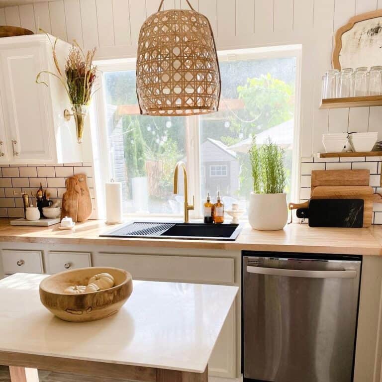 Brass Faucet on a Black Sink