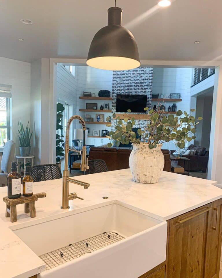 Brass Kitchen Faucet With a Pulldown Head