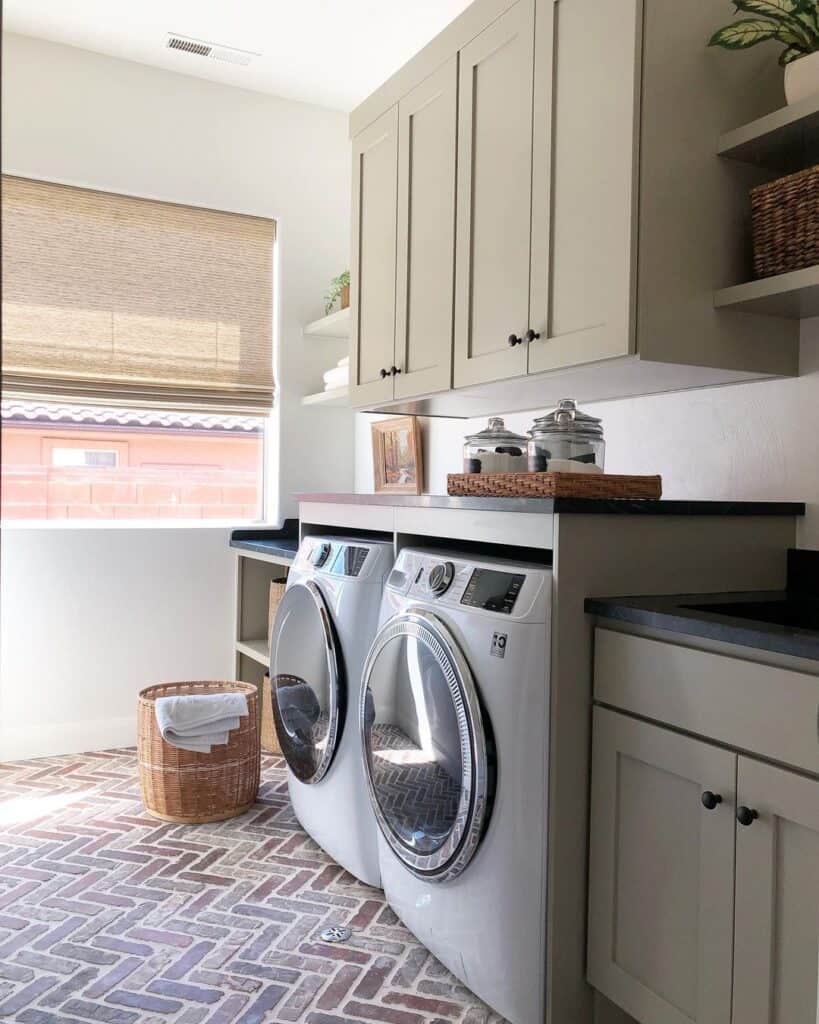 Brick Herringbone Pattern Laundry Room Floor Soul & Lane