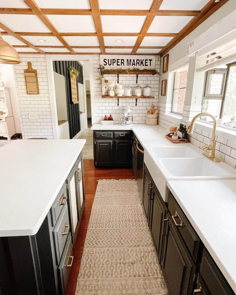 Brushed Gold Kitchen Faucet for Double Sink