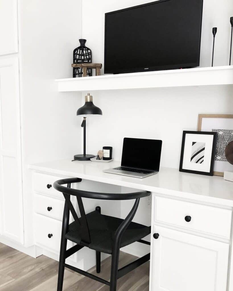 Built-In White Desk in a Kitchen