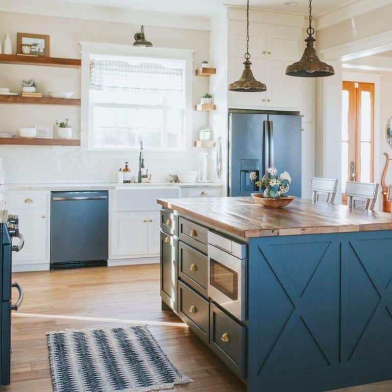 Butcher Block Kitchen Island with Microwave Soul & Lane