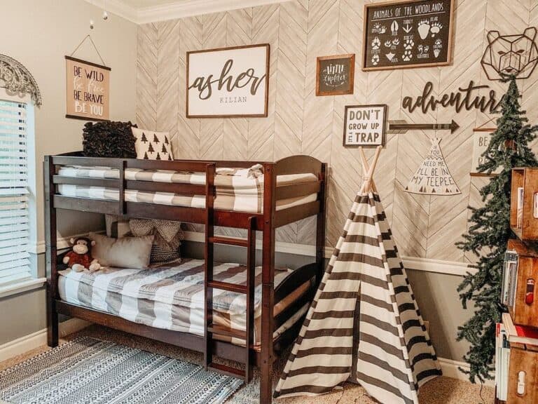 Chevron Wood Wall Art in Bedroom