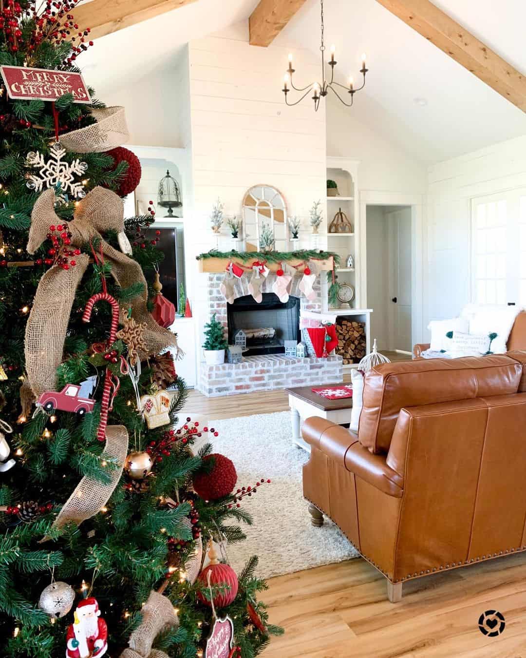Christmas Decorated Living Room with Vaulted Ceiling Soul & Lane