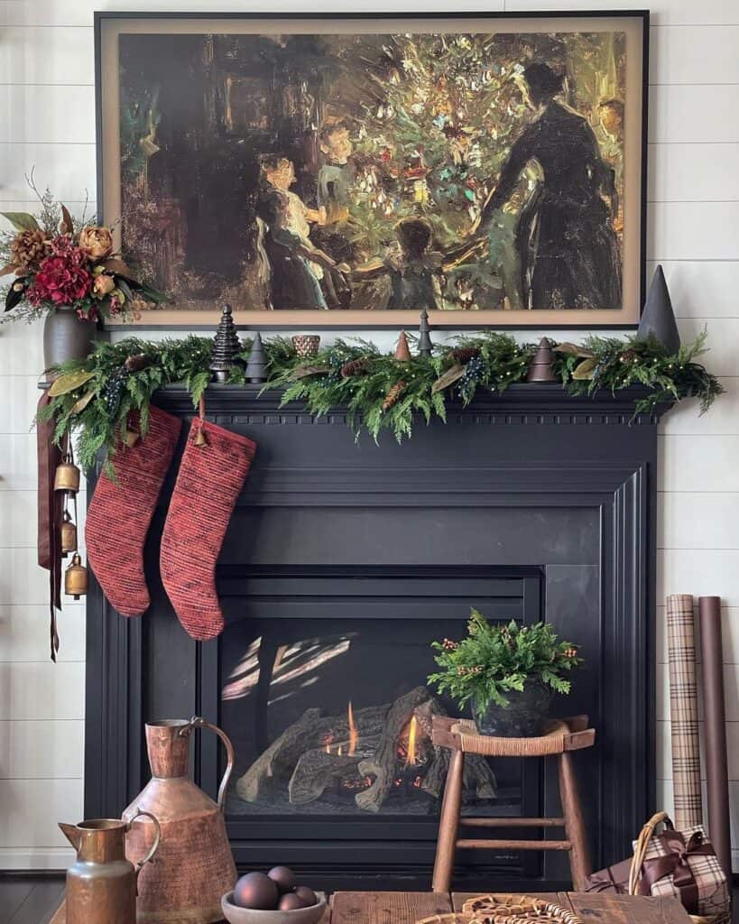 Christmas Inspired Fireplace Mantel