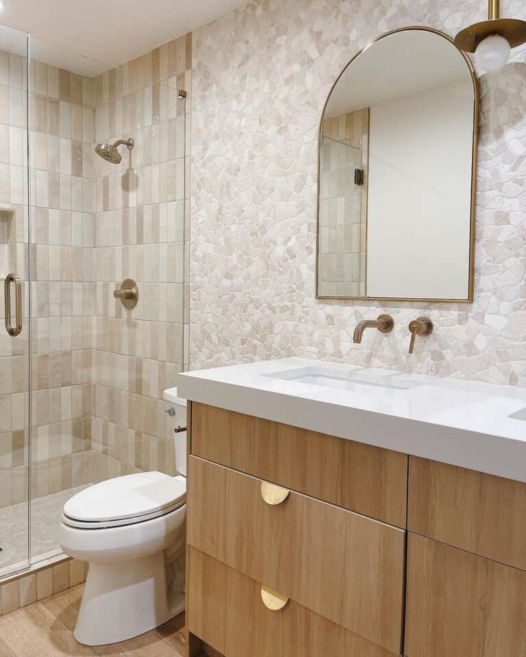 Cloe Tile Shower in Textured Bathroom