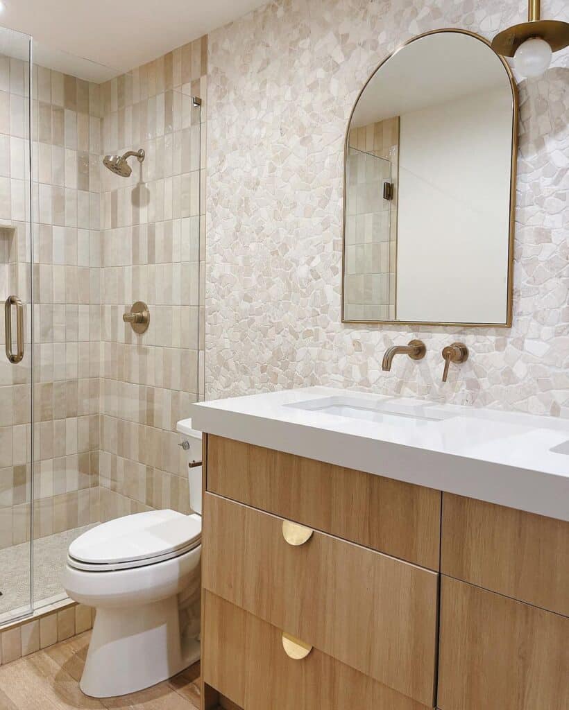 Cloe Tile Shower in Textured Bathroom