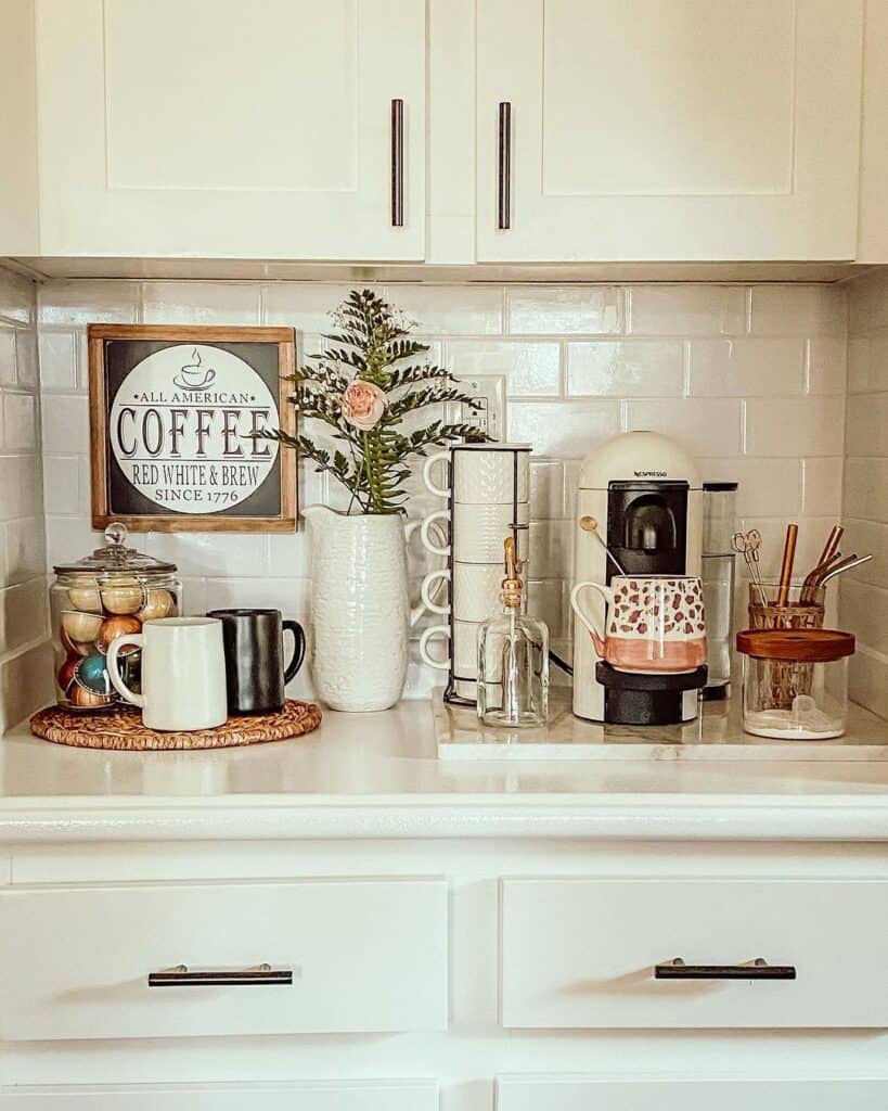 Compact Coffee Station on Countertop