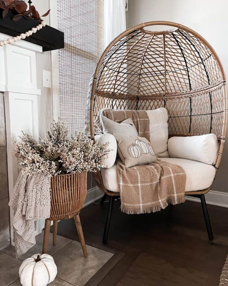 Corner Sitting Area with White Fireplace