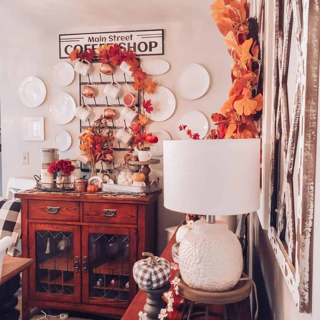 Cosy Fall Corner with Coffee Station Idea