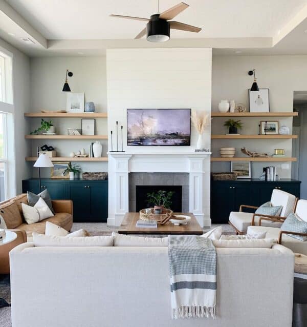 25 Floating Shelves Around Fireplace Ideas for Your Home