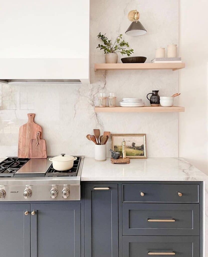 Dark Grey with White Marble Backsplash Soul & Lane