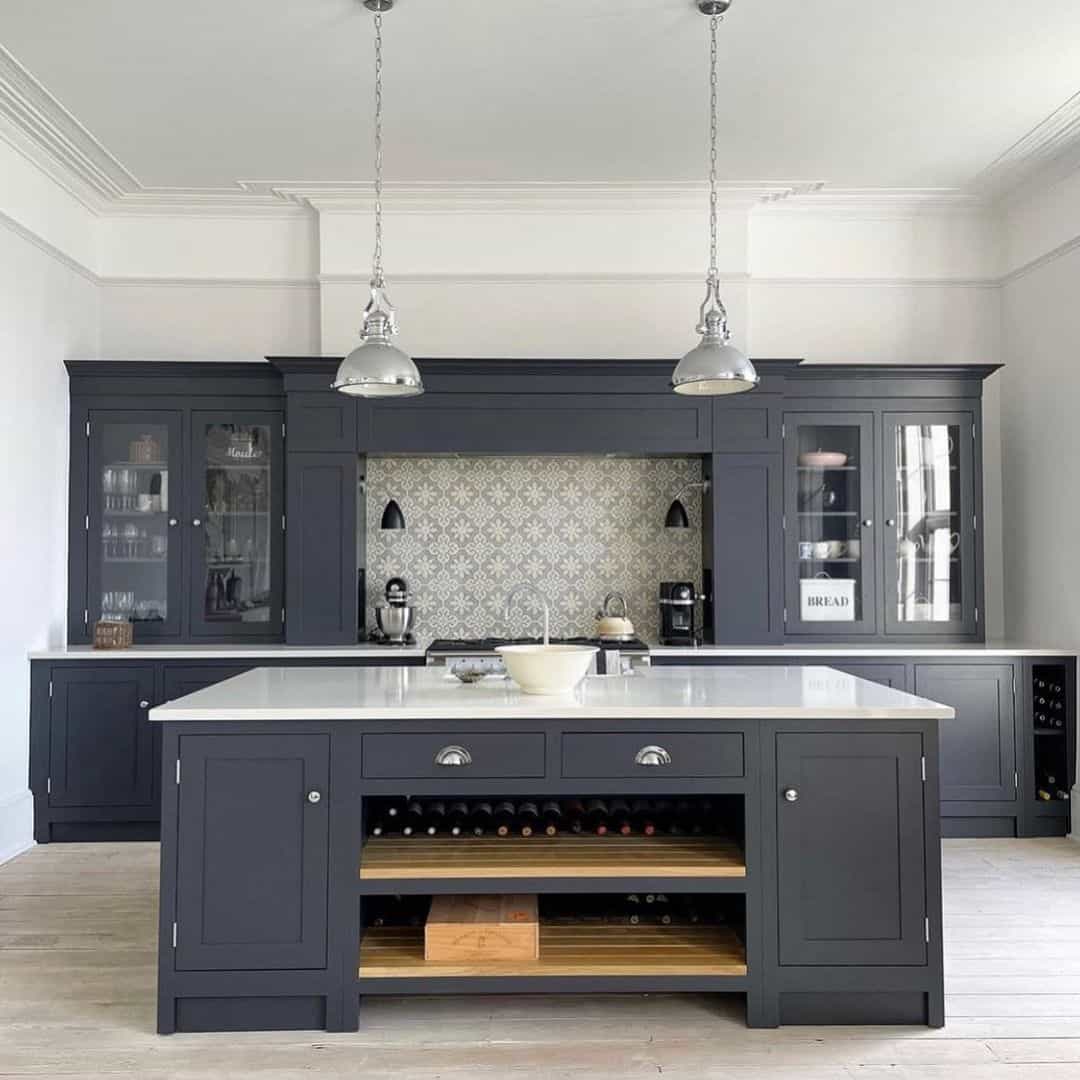Dark Grey Kitchen Island with White Countertop - Soul & Lane