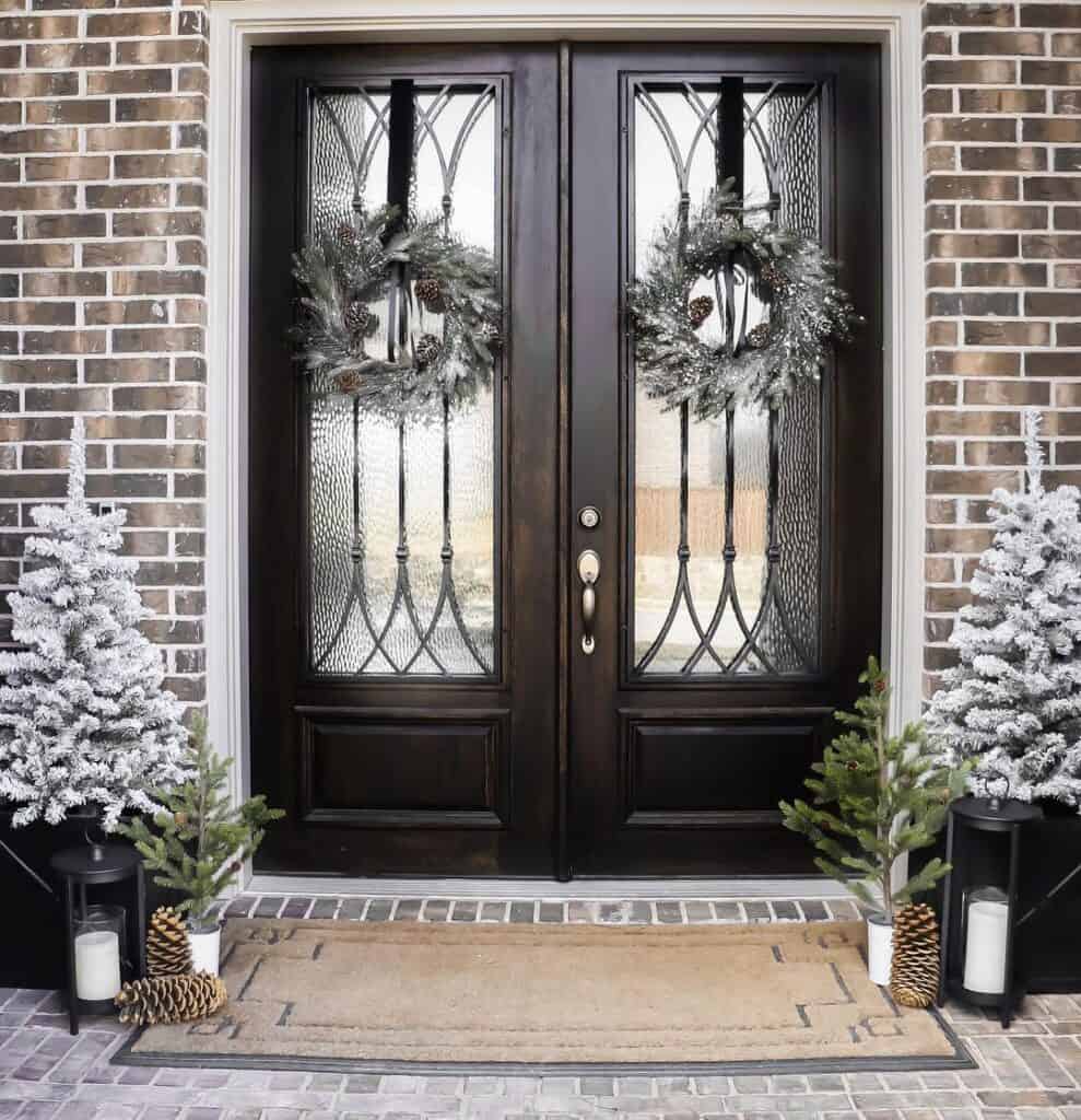Dark Stained Wood French Doors