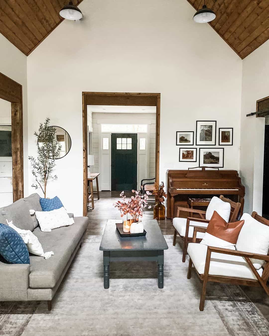 Dark Wood Shiplap Vaulted Ceiling Living Room Soul & Lane