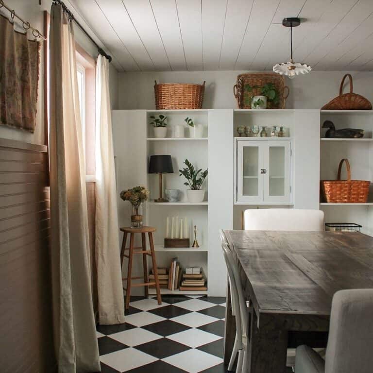 Dining Room with Checkered Floor