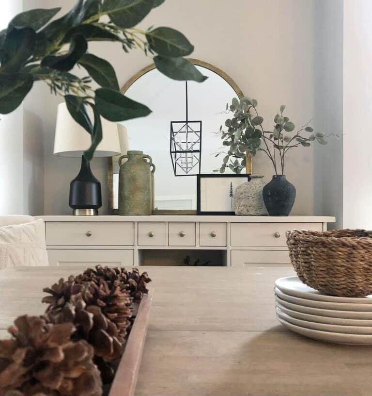 Dining Room with White Buffet Cabinet
