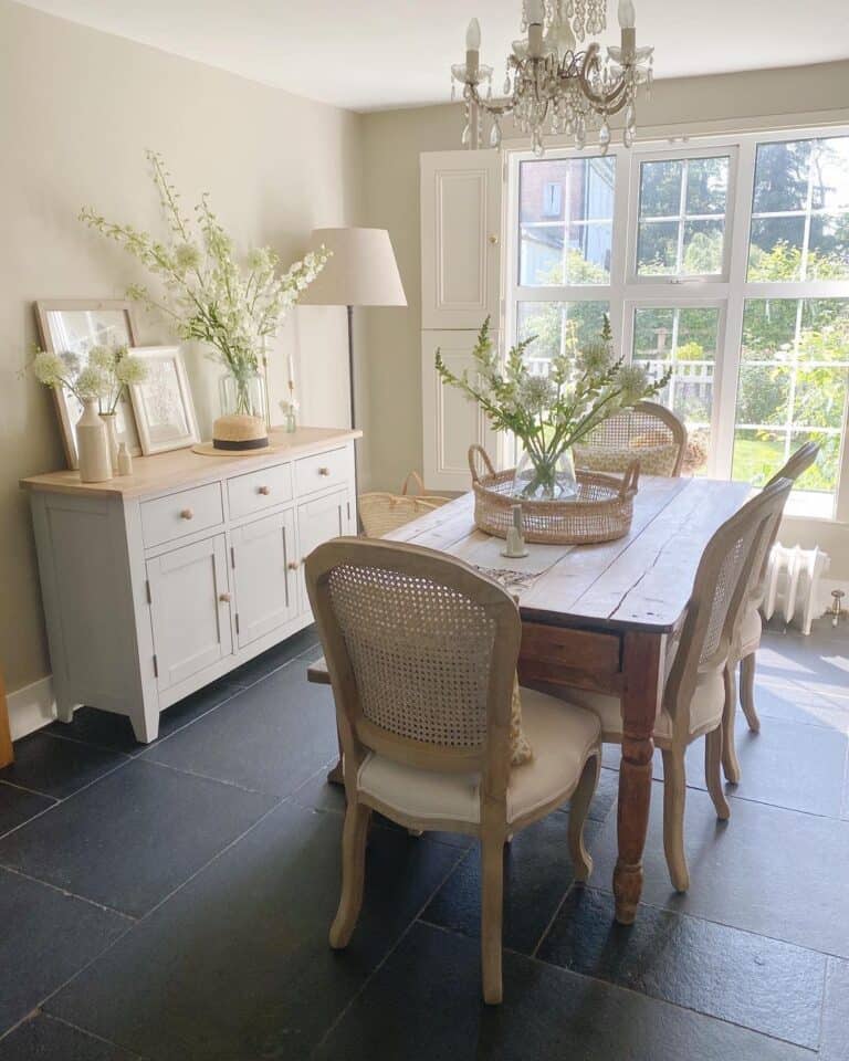 Dining Room with White Sideboard Buffet