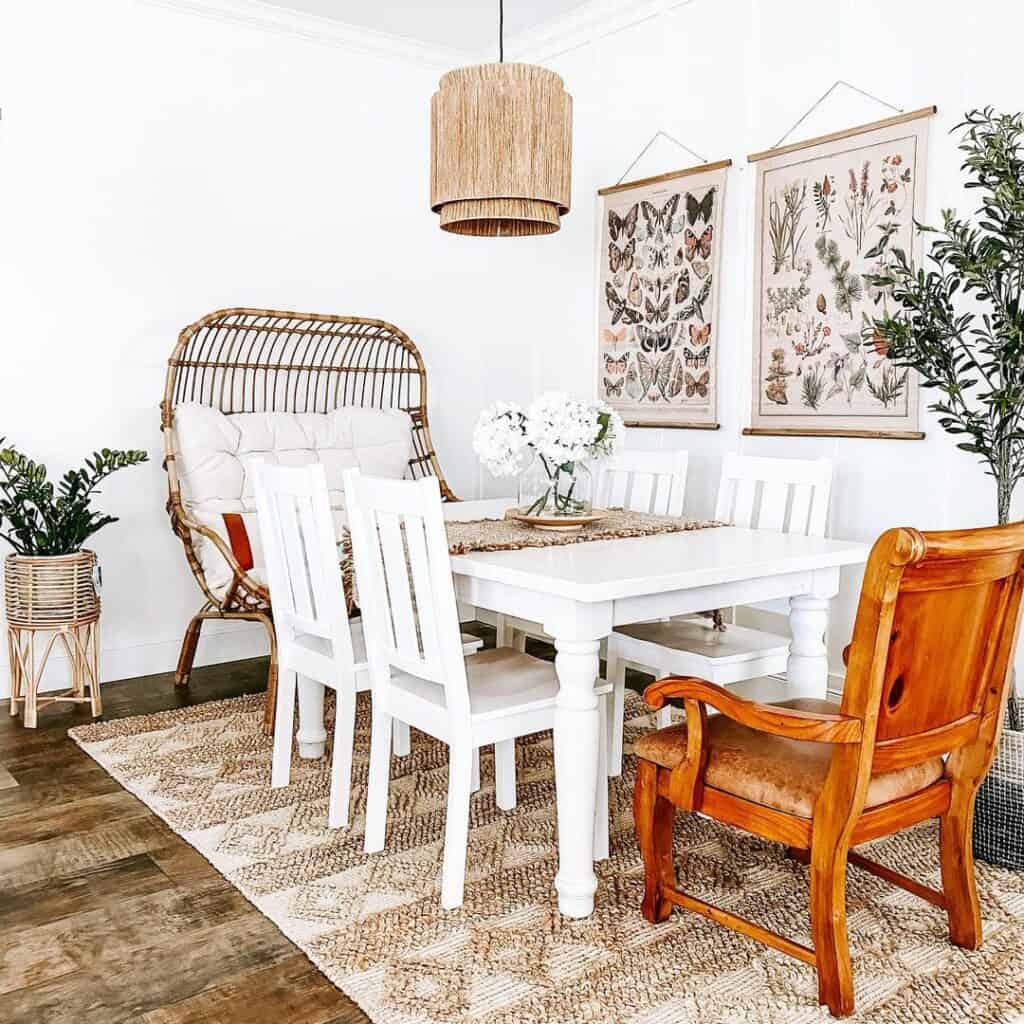 Double Drum Rattan Hanging Lamp and an Outdoor Egg Chair