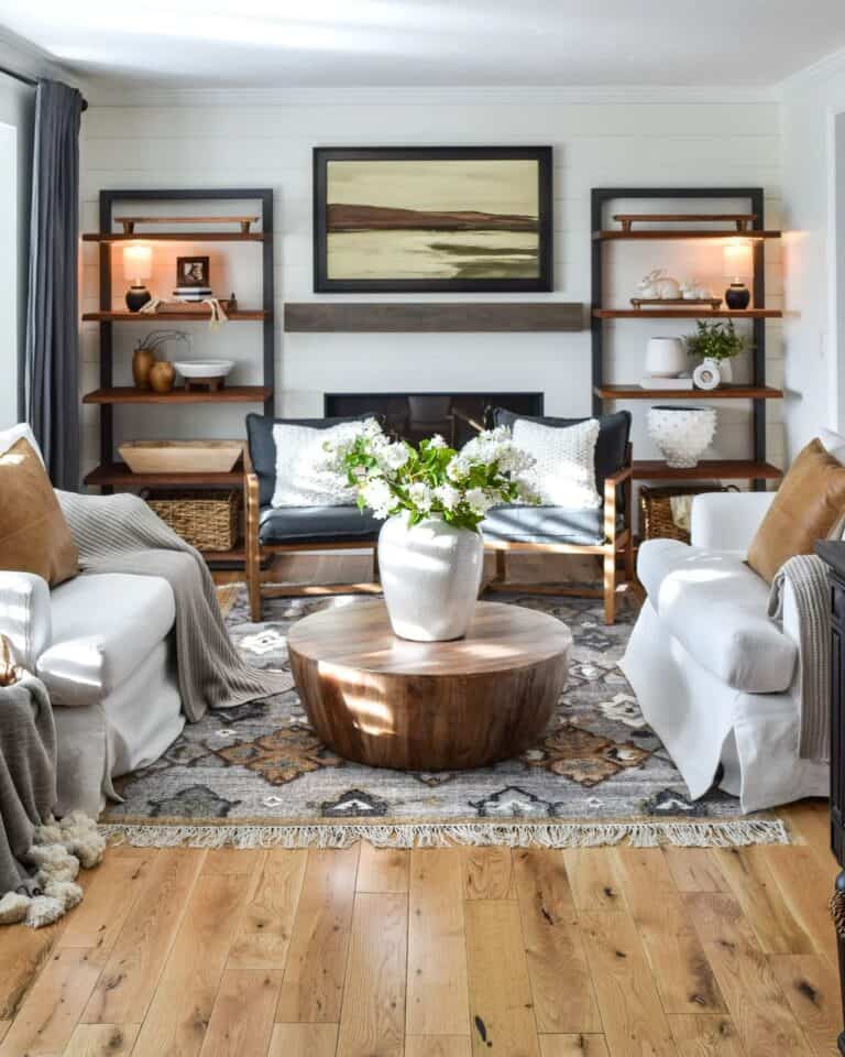 Drum Wood Coffee Table in Living Room