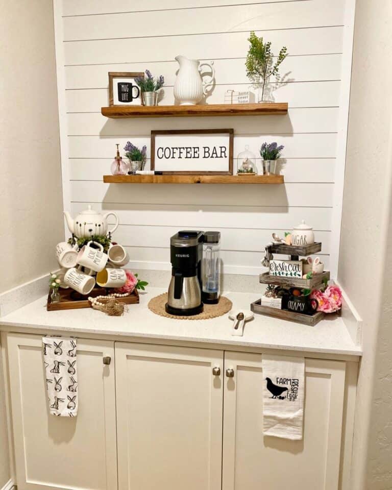 Spring Coffee Bar and Mug Rack Ideas & Decorations