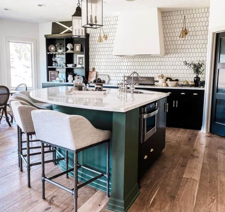 Emerald Green Island on Wood Flooring