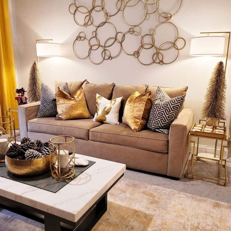 End Table Decor in Brass Inspired Living Room
