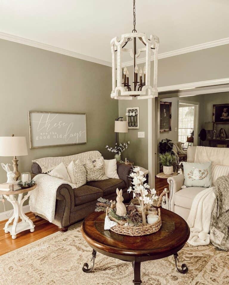 End Table Decor in Ivory Accented Living Room