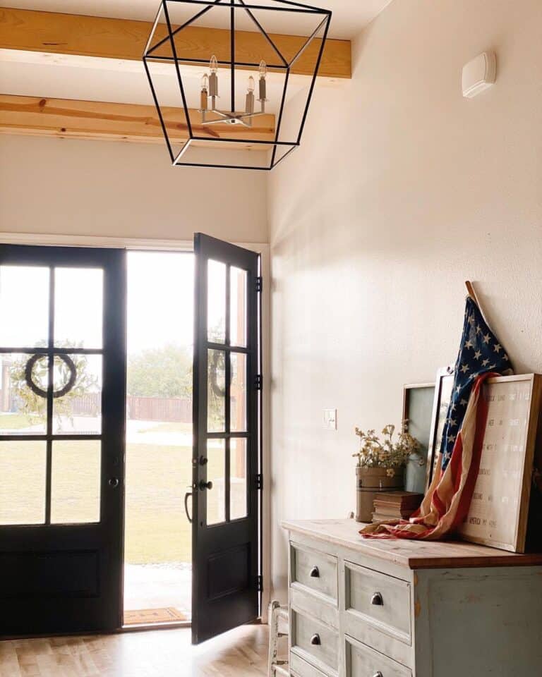 Entryway with Black French Doors