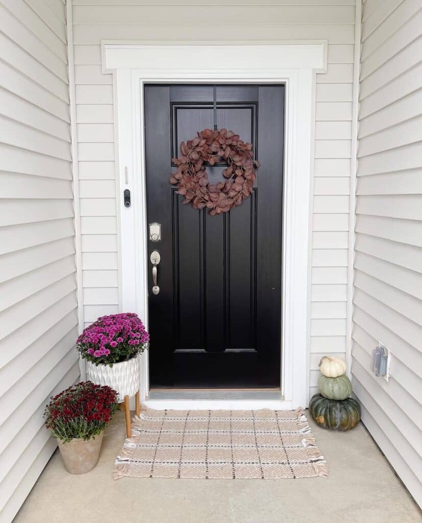 Fall Décor Around 3 Panel Door Exterior