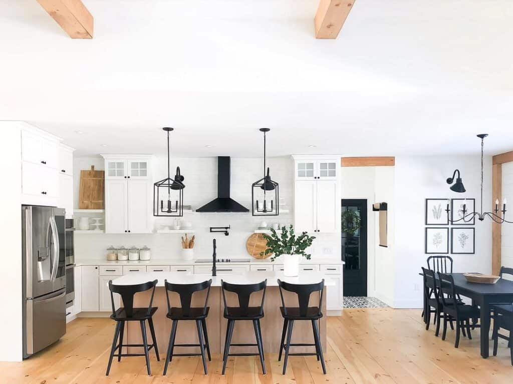 Farmhouse Kitchen with a Black and White Palette