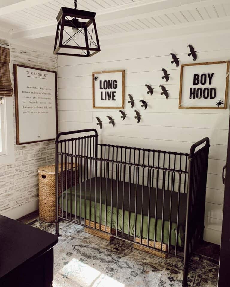 Farmhouse Nursery with Halloween Crow Decor