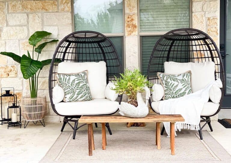 Faux Plant Patio with Black Seating