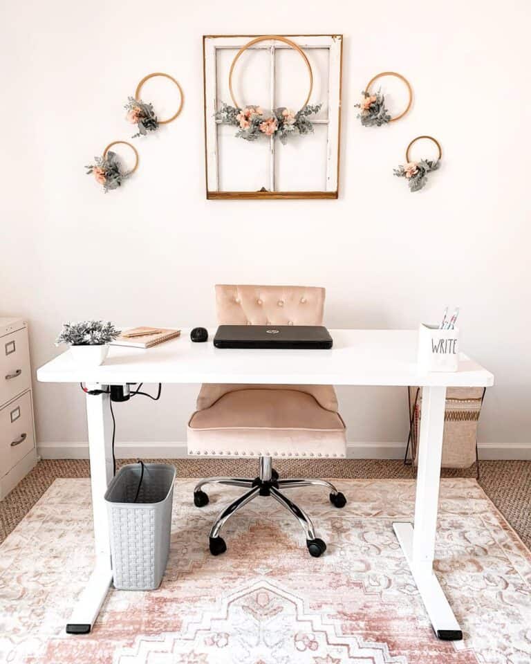 Feminine Home Office With a Carpet