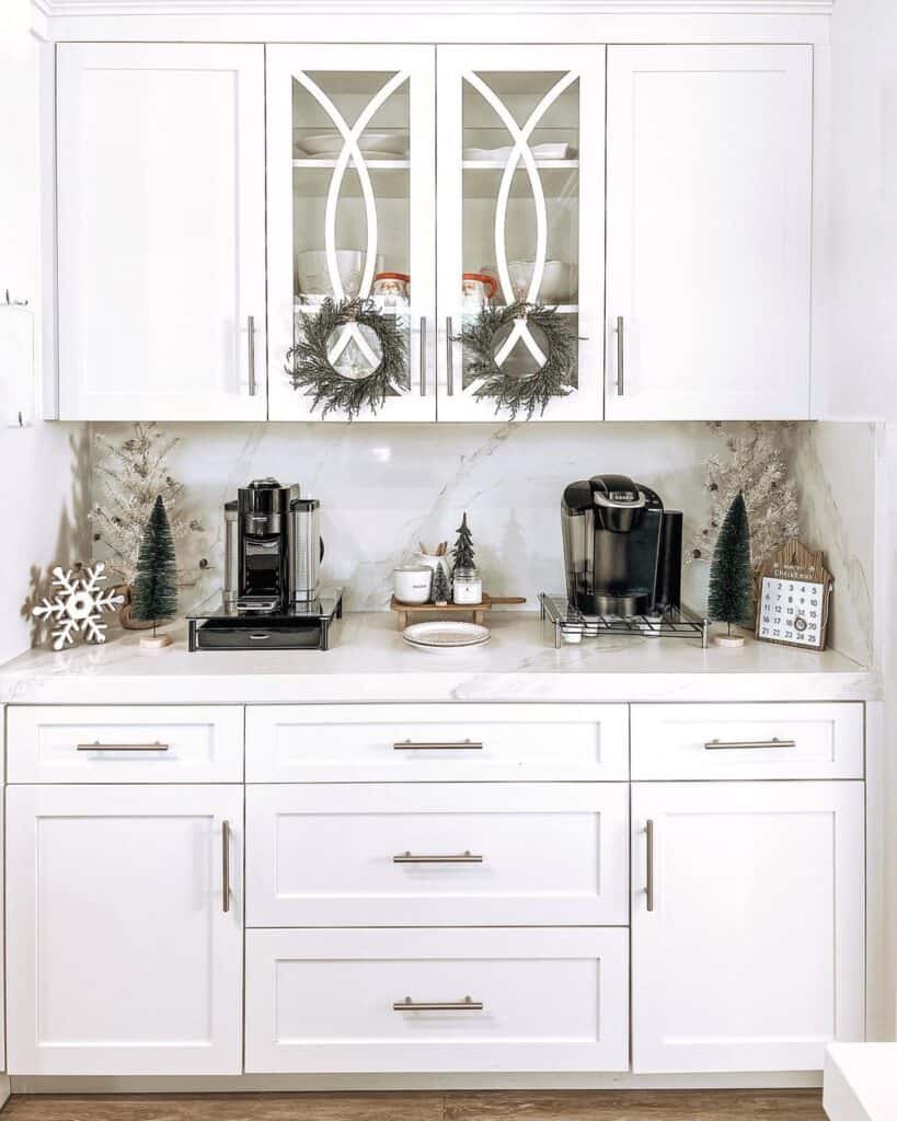 Festive Coffee Station in White Kitchen