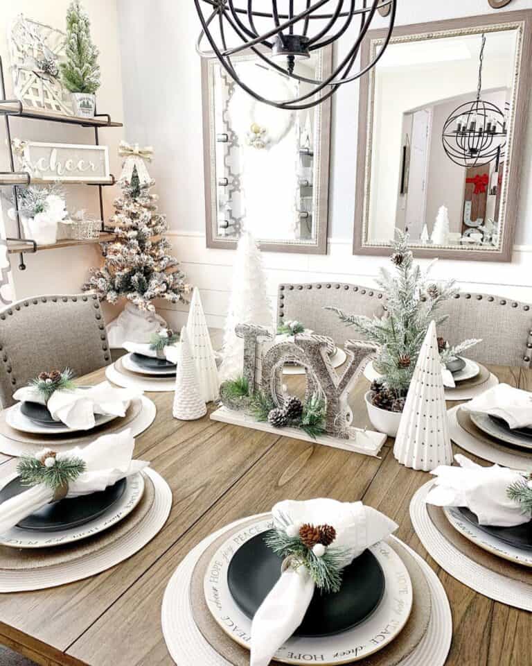 Festive Dining Room Tableware and Centerpiece