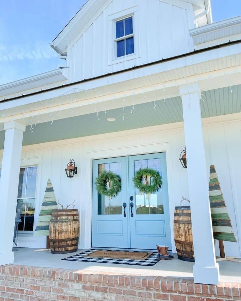 Festive Porch with Rustic Charm