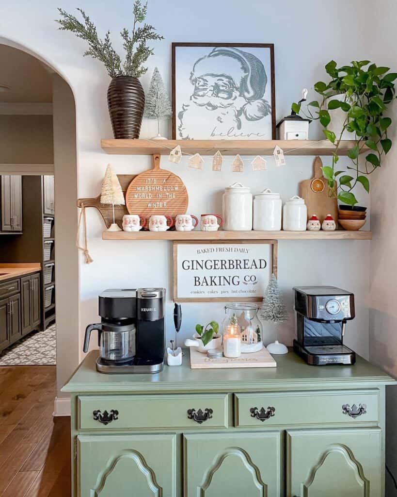 Festive Themed Kitchen Corner with Coffee Bar