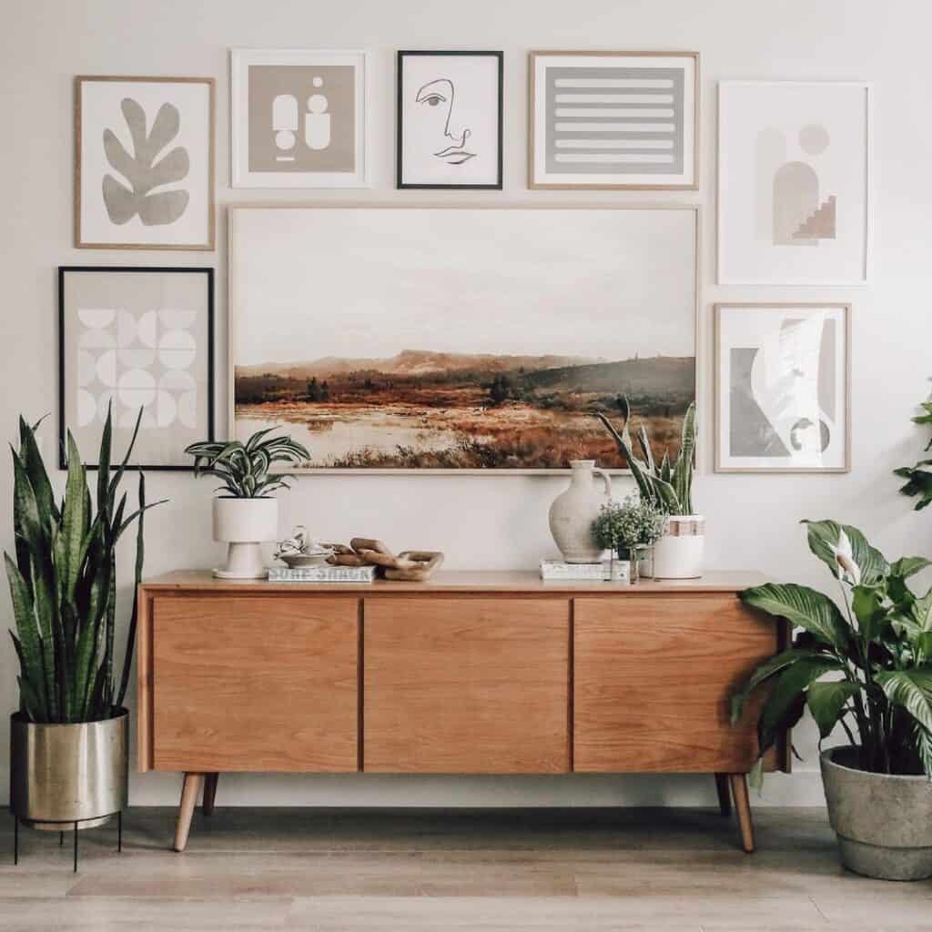 Gallery Wall and Collection of Potted Plants